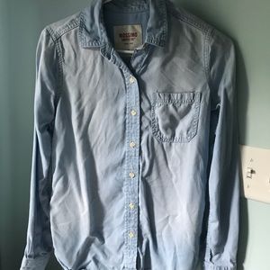 Light wash denim button down shirt